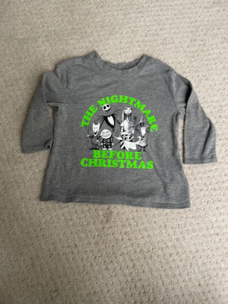 Old Navy, nightmare before Christmas grey long slee be shirt, 6-12 months , Kids 12 Month (9-12M)