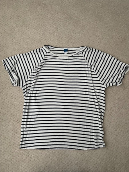 Old Navy, white with navy stripe nursing top,  S