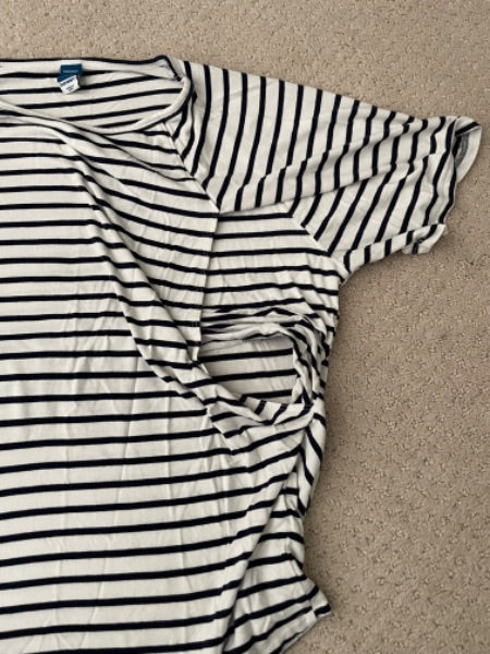 Old Navy, white with navy stripe nursing top,  S