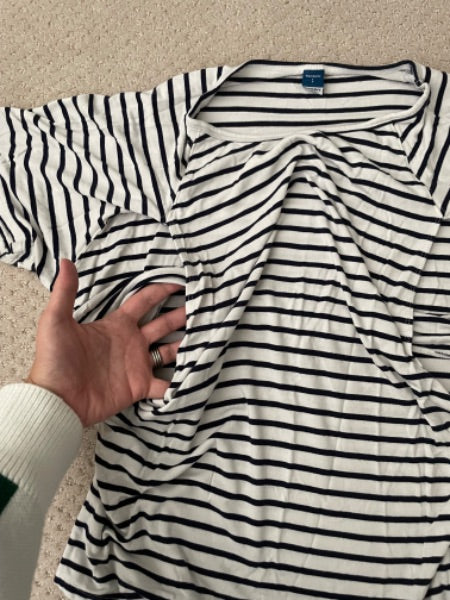 Old Navy, white with navy stripe nursing top,  S