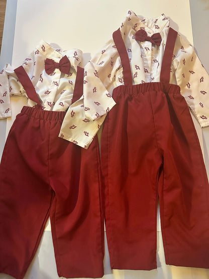 Brothers Bundle Formal Bow tie and suspenders outfit , Kids 24 Month (18-24M)