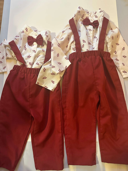 Brothers Bundle Formal Bow tie and suspenders outfit , Kids 24 Month (18-24M)