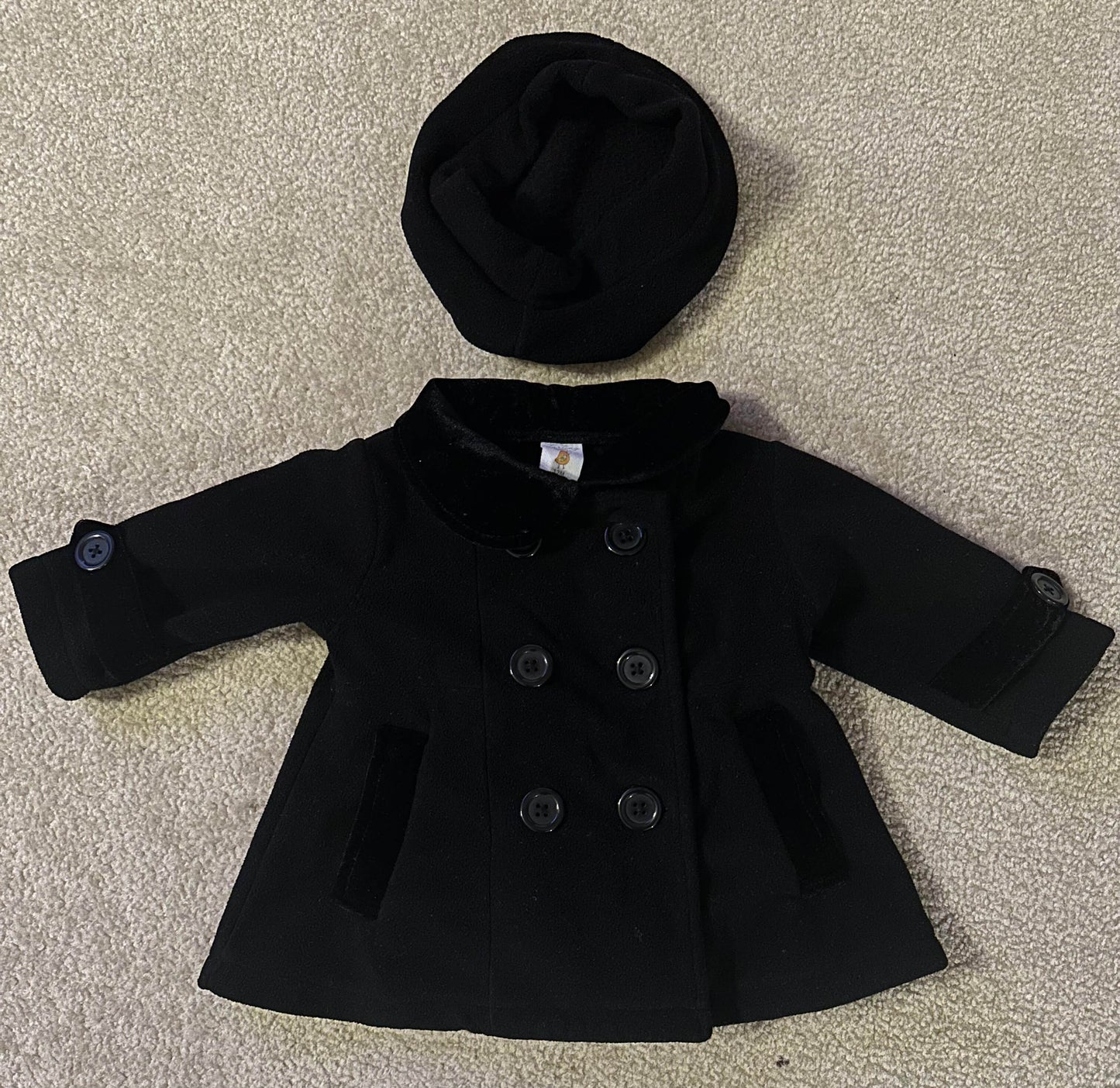 Black coat with matching beret , Kids 12 Month (9-12M)
