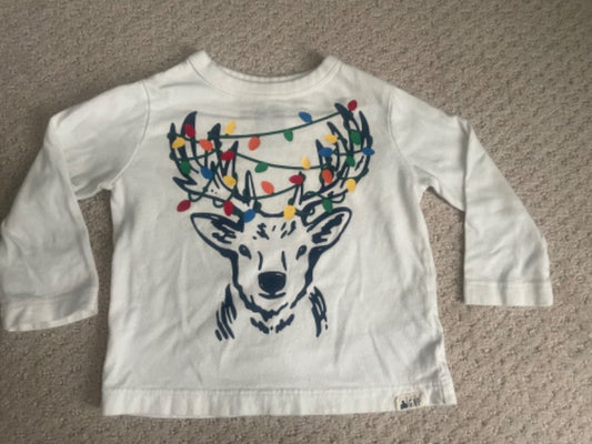 Gap - Christmas reindeer, long sleeve soft cotton, 6-12 months , Kids 12 Month (9-12M)