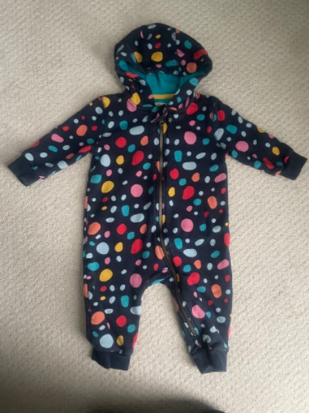 Frugi 🇬🇧 -polka dot cotton snowsuit, organic cotton, 6-12 months , Kids 9 Month (6-9M)