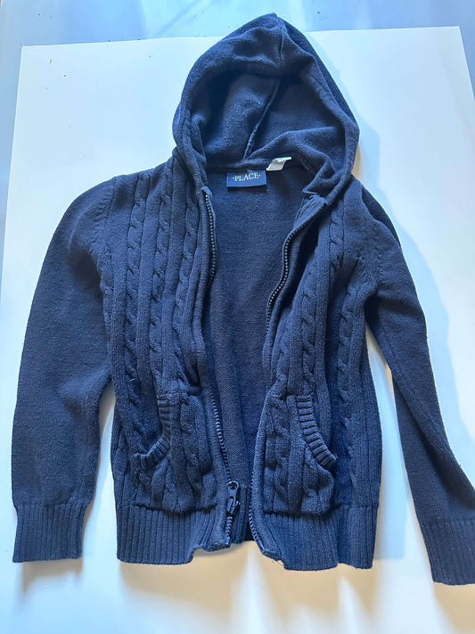 5/6 Navy Zip Up Knit Sweater, Kids 5/5T