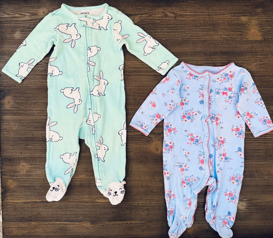 Bunny/Floral Sleepers, Kids 6 Month (3-6M)