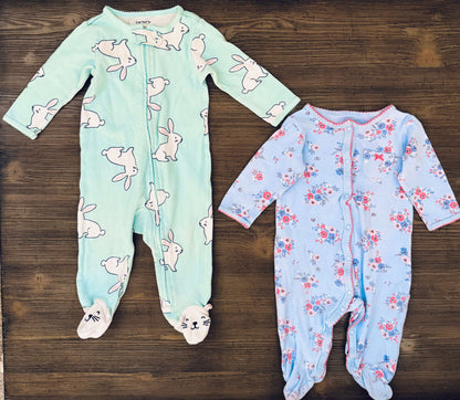 Bunny/Floral Sleepers, Kids 6 Month (3-6M)