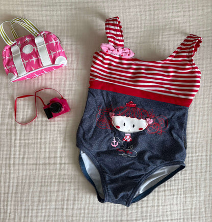 Souris Mini (French Canadian Company) Size 2 Toddler Girls One Piece Swimsuit , Kids 2T