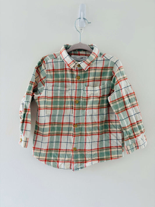 Zara Collared Plaid Button Up , Kids 24 Month (18-24M)