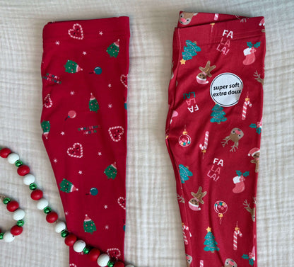 Christmas Leggings Toddler Girls 3T (2 Pairs) , Kids 3T