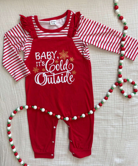 12-18 Months Baby Unisex One Piece Christmas Outfit "Baby It's Cold Outside" , Kids 18 Month (12-18M)