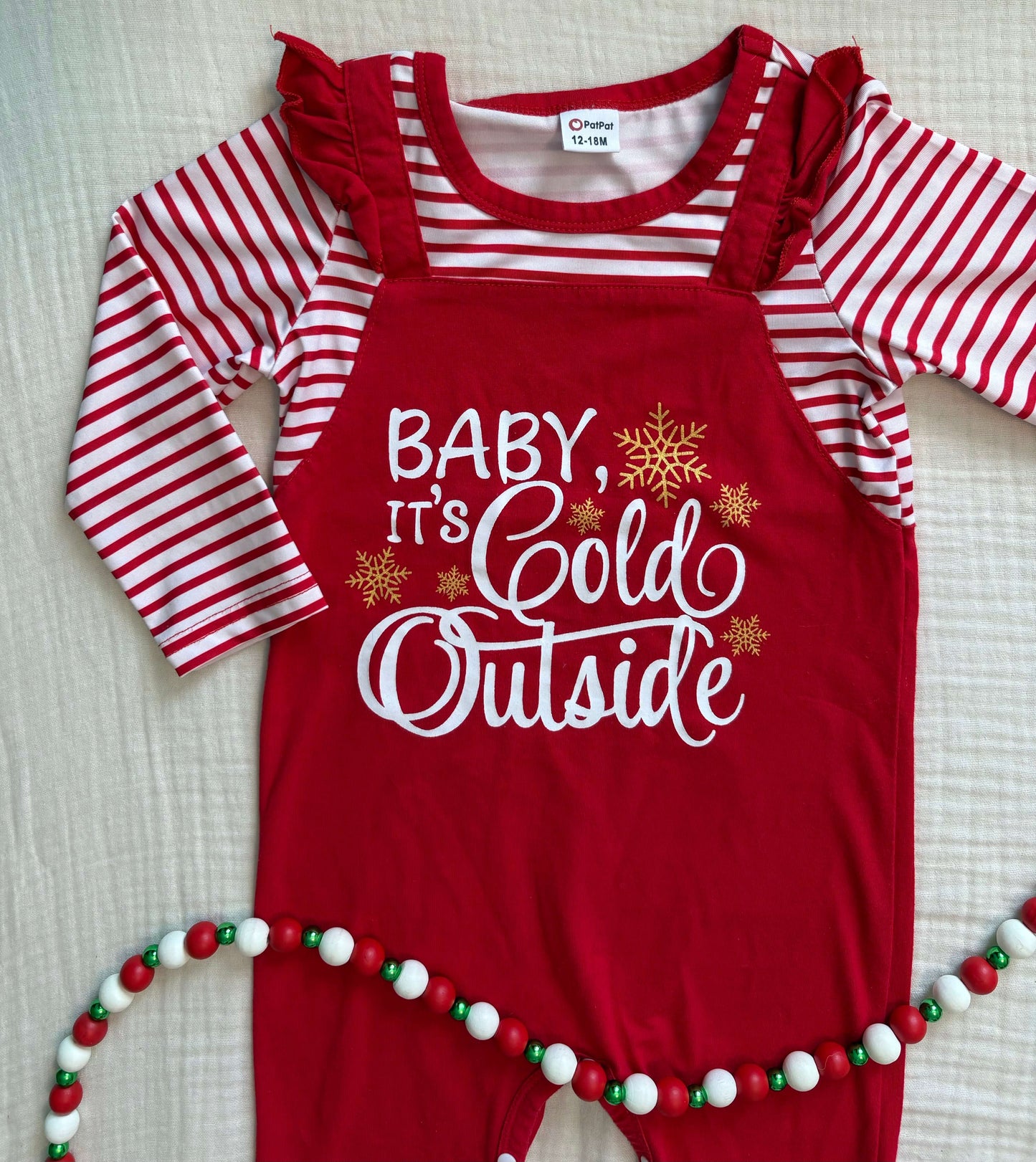12-18 Months Baby Unisex One Piece Christmas Outfit "Baby It's Cold Outside" , Kids 18 Month (12-18M)