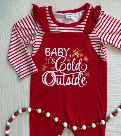 12-18 Months Baby Unisex One Piece Christmas Outfit "Baby It's Cold Outside" , Kids 18 Month (12-18M)