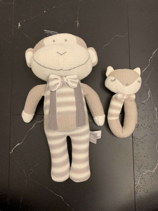 Joe Monkey and Charley Fox Knitted Cotton Toys
