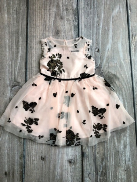 Zunie size 4T girls black and light pink floral dress, like new