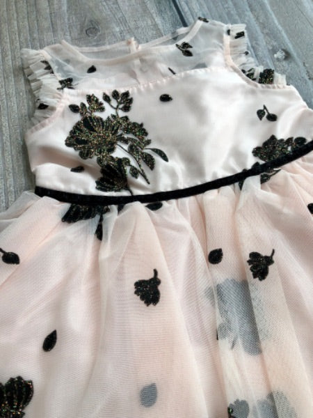 Zunie size 4T girls black and light pink floral dress, like new