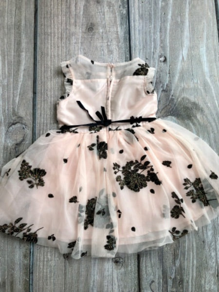 Zunie size 4T girls black and light pink floral dress, like new