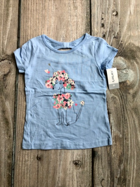 Carter’s size 5 girls floral dog top, brand new with tags