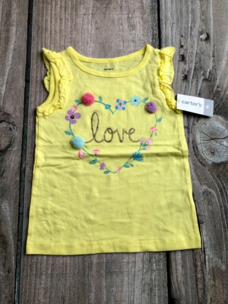 Carter’s size 5 girls floral “love” top, brand new with tags