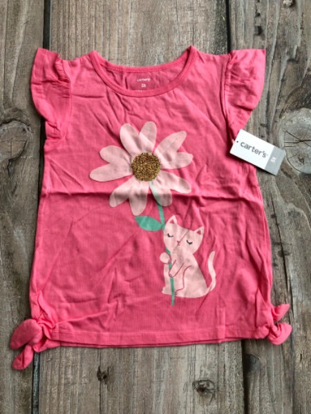 Carter’s size 5 girls cat with flower top, brand new with tags