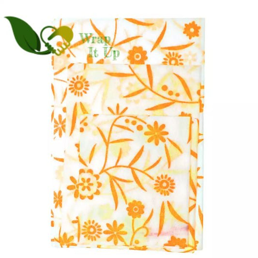 Beeswax Food Wraps (Orange Pattern)