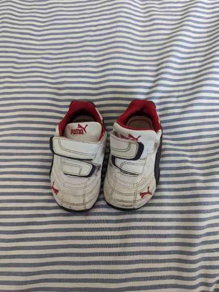 White, Red & Black, Puma Sneakers, Size 4