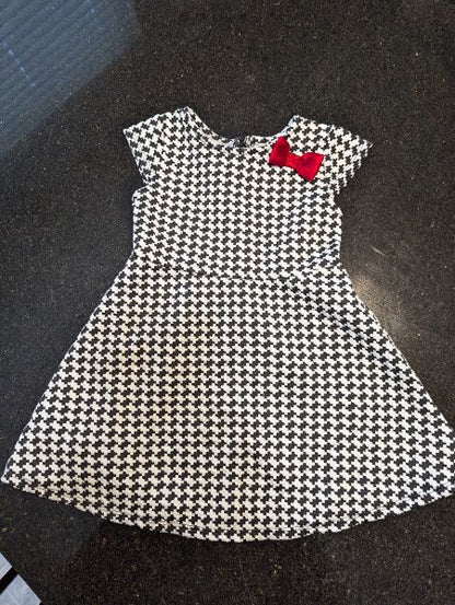 George Houndstooth Dress with Red Bow - 12-18M, Kids 18 Month (12-18M)