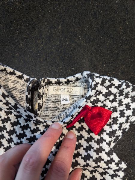 George Houndstooth Dress with Red Bow - 12-18M, Kids 18 Month (12-18M)
