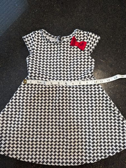 George Houndstooth Dress with Red Bow - 12-18M, Kids 18 Month (12-18M)