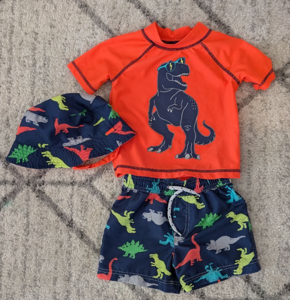 18M Carter's Swimsuit Set, Dinos, MSRP: $25, Kids 18 Month (12-18M)