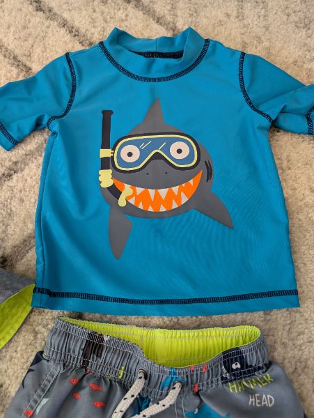 18M Carter's Swimsuit Set, Sharks, MSRP: $25, Kids 18 Month (12-18M)