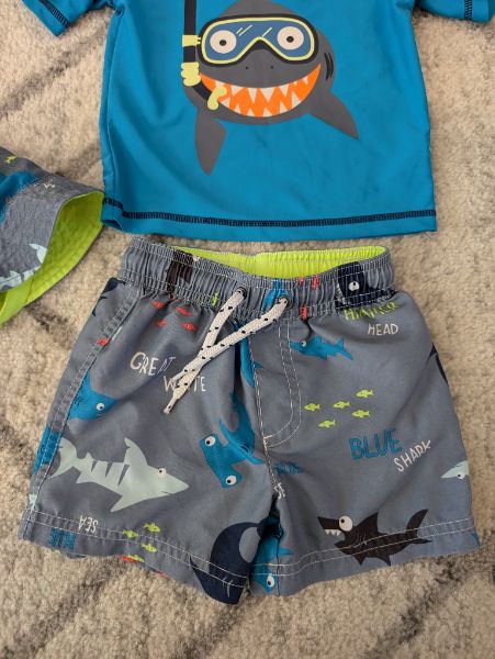 18M Carter's Swimsuit Set, Sharks, MSRP: $25, Kids 18 Month (12-18M)