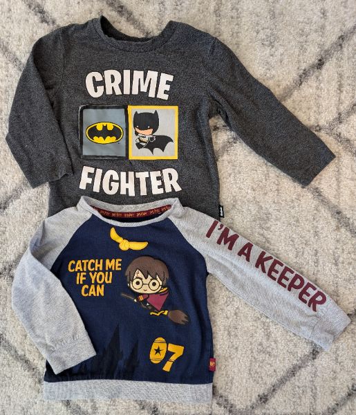 Harry Potter & Batman Long Sleeve Shirts, 2T, Kids 2T