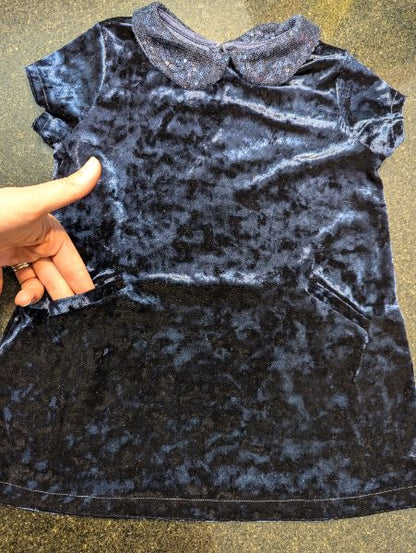 H&M Blue Crushed Velvet Dress - 18-24M, Kids 24 Month (18-24M)