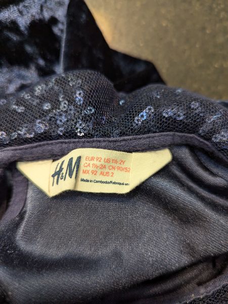 H&M Blue Crushed Velvet Dress - 18-24M, Kids 24 Month (18-24M)