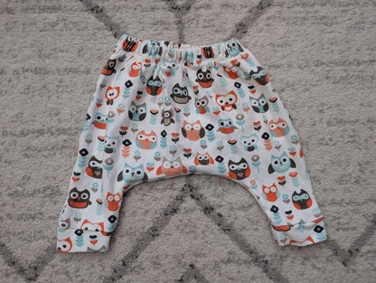 2 Peas in A Pod, Small Shop, Gender Neutral Slouchy Pants, Owls, 0-3M, Kids 3 Month (0-3M)