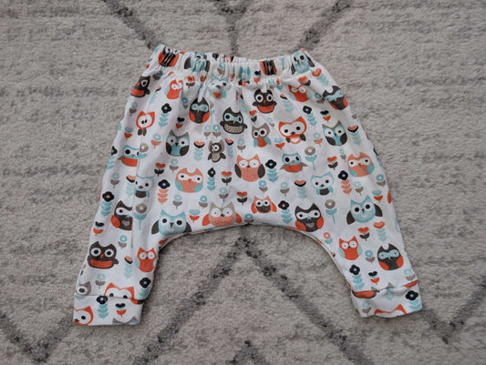 2 Peas in A Pod, Small Shop, Gender Neutral Slouchy Pants, Owls, 0-3M, Kids 3 Month (0-3M)