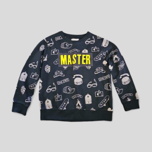 Zara sz 9 "master" black graphic sweat top