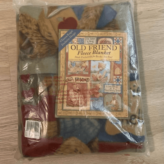 BNIB Teresa Kogut, Old Friend, Fleece Blanket, Teddy Bear, 2004