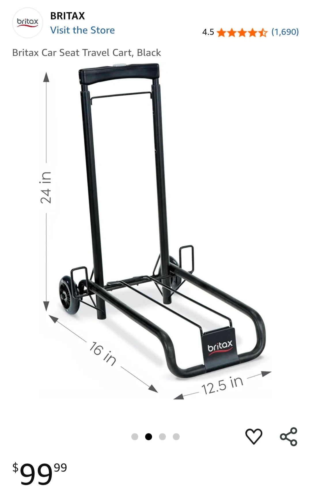Britax Car Seat Travel Cart MSRP $100