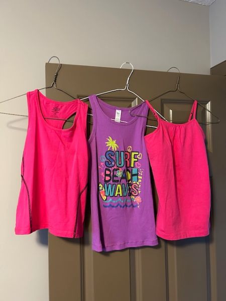 Three Tank Tops Fuscia & Purple.  Size 10-12. Joe Fresh & George