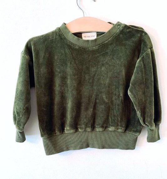 "We Are Kids" Olive Green Velour Sweater 12-18 months