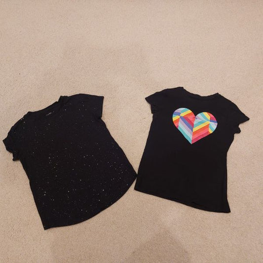 Girls black shirts - set of 2, Kids 7 & 8 (small)