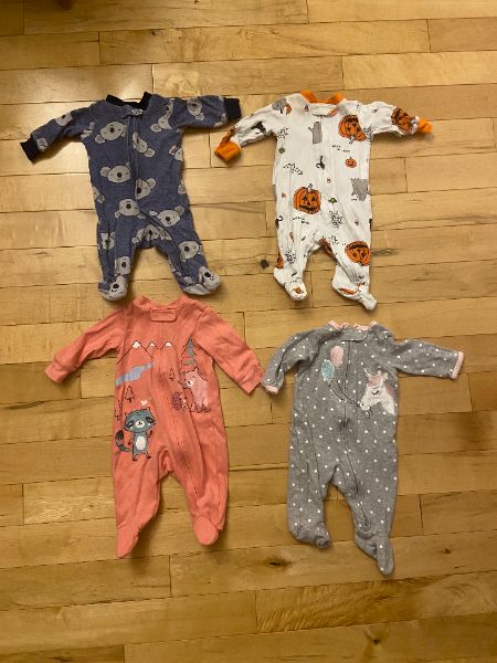 Zipped Cotton Footie Pajamas, Various Animal Themes & 1 Halloween, 4-Pack, Carter's, 0-3 Month