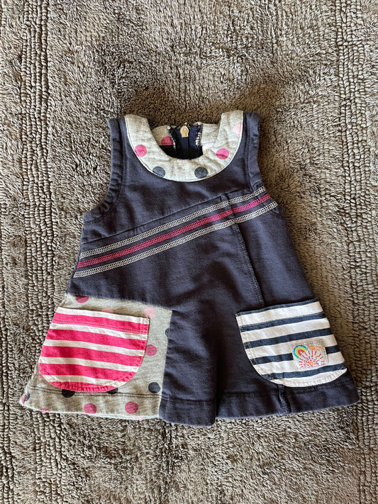3-6 month dress, navy blue, stripes, polka dots , Kids 6 Month (3-6M)