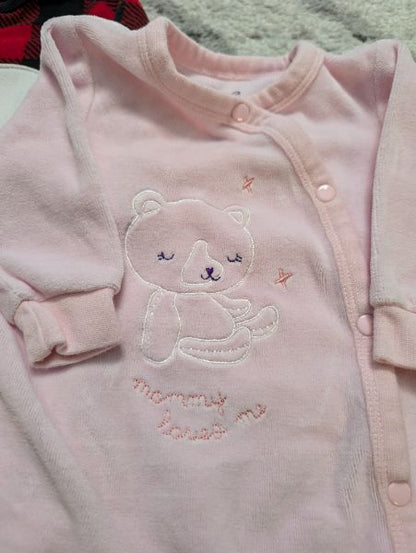 3 Fleece Sleepers Girls, 0-3M, Kids 3 Month (0-3M)