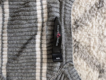 Stork and Babe, Grey & White Striped Sweater, Medium, Maternity M (8-10)