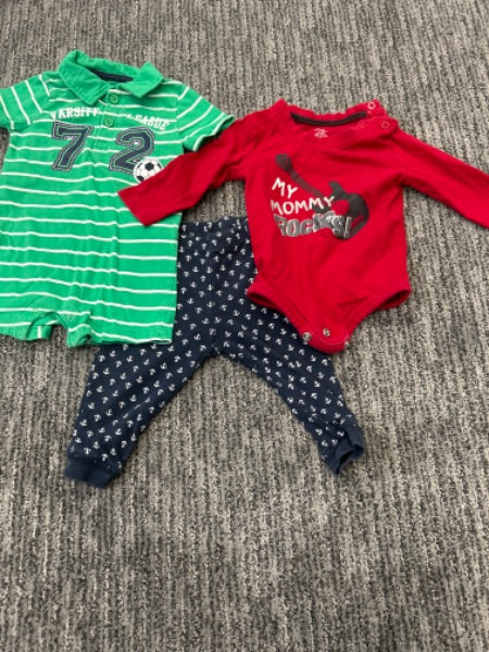 6-12 onesie combo with bonus anchor motif pants, Kids 9 Month (6-9M)