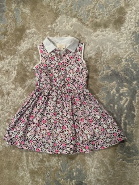 Kate spade size 5 floral multi color sleeveless dress with white collar, Kids 5/5T (extra small)